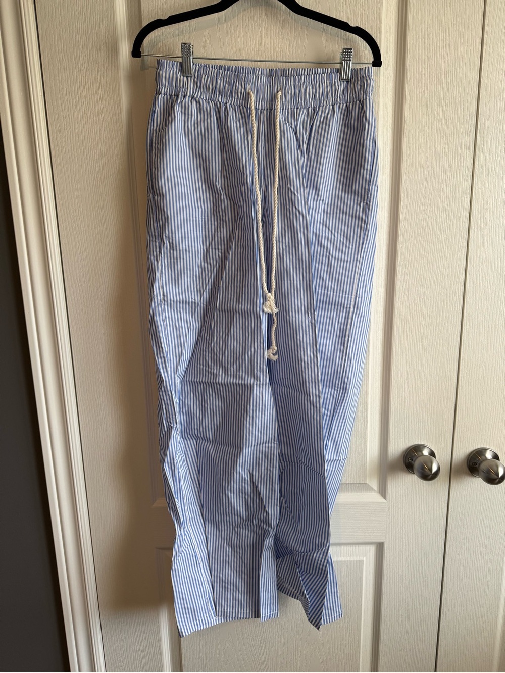 Edikted Light Blue & White Striped Straight Leg Pants